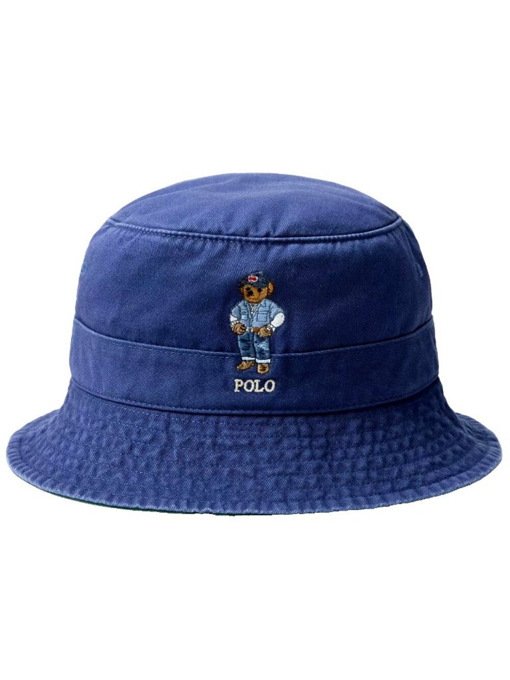 Polo Ralph Lauren Embroidered Bear Twill Bucket Hat Adult Size L/XL Blue NEW